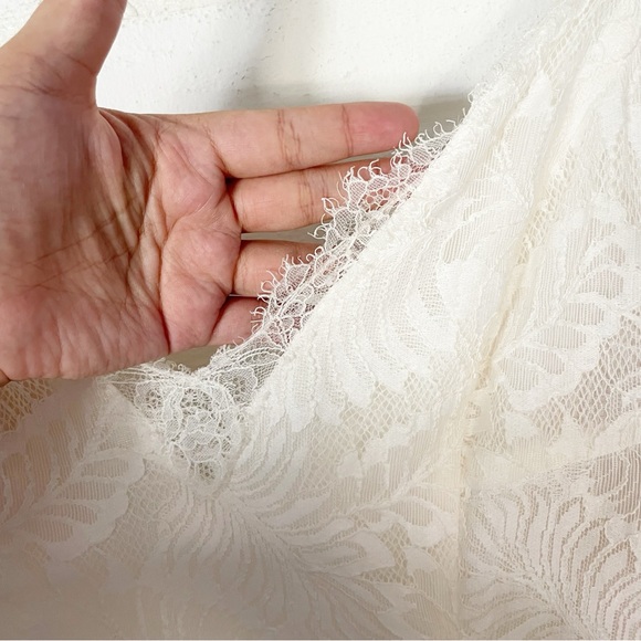 Melissa Sweet Leaf Pattern Lace A-Line Wedding Dress Size 14 - Picture 6 of 17